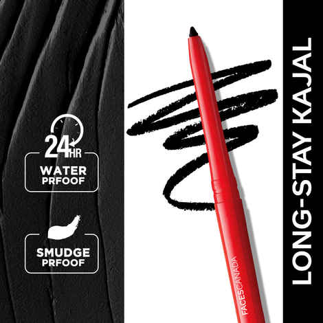 Faces Canada Magnet Eyes Kajal | Waterproof | 24hr LongStay |Smudgeproof |Almond Oil & Vit E| One Stroke Smooth Glide | Made in Germany |Black 0.35 gm