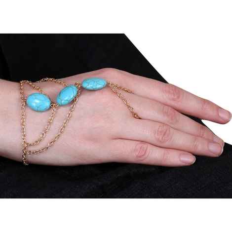 Buy Femnmas Blue Beads Multi Chain Ring Bracelet - Purplle