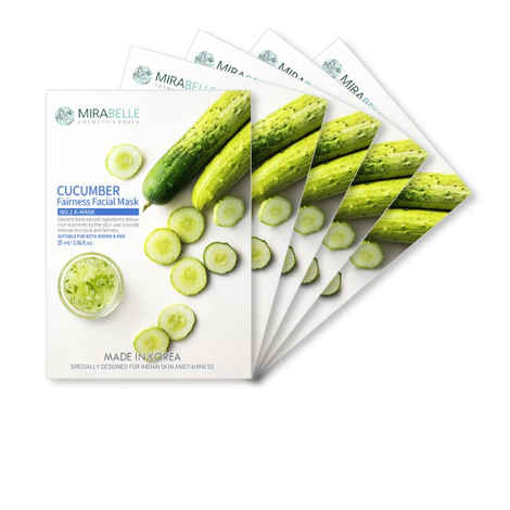 Buy Mirabelle Korea Cucumber Fairness Facial Mask(A Pack Of 5) (25 ml) - Purplle