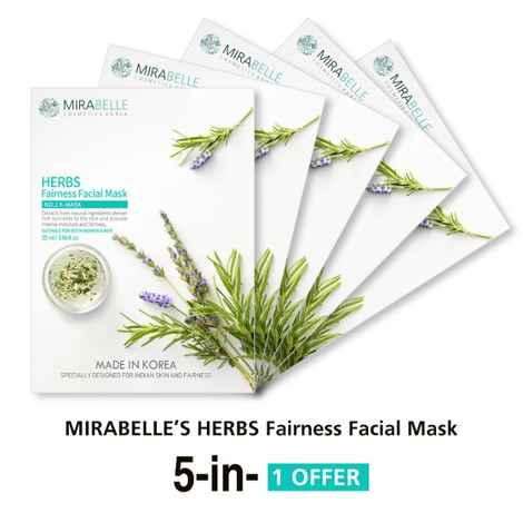 Buy Mirabelle Korea Herbs Fairness Facial Mask(A Pack Of 5) (25 ml) - Purplle
