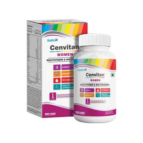 Buy Healthvit Cenvitan Women Multivitamin & Multimineral with 24 Nutrients (Vitamins and Minerals) - 60 Tablets - Purplle