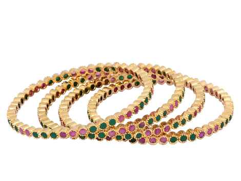 Buy Crunchy Fashion Red Green Cz Bangle Set - Purplle