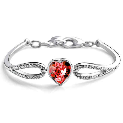 Buy Crunchy Fashion Red Heart Crystal Bracelet For Girls - Purplle