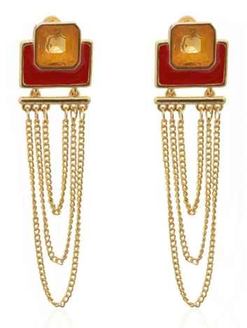 Buy Crunchy Fashion Colorrush Red Snappy Multilayer Danglers - Purplle