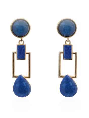 Buy Crunchy Fashion Royal Blue Squarish Crown Earrings - Purplle