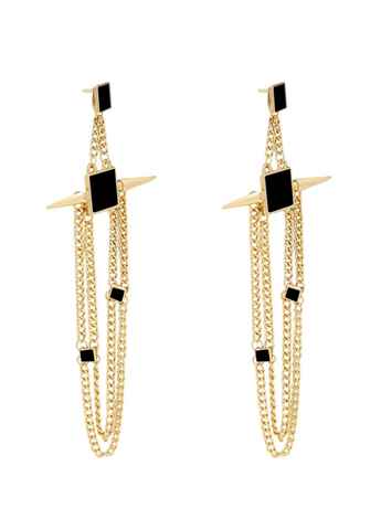 Buy Crunchy Fashion Voguish Squarish Black Layered Earrings - Purplle