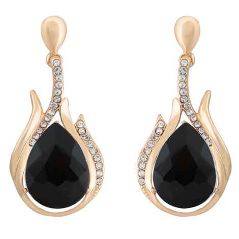Buy Crunchy Fashion Gold Plated Stylish Black Crystal Earrings For Women & Girls - Purplle
