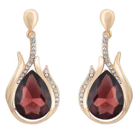 Buy Crunchy Fashion Gold Plated Stylish Coffee Brown Crystal Earrings - Purplle