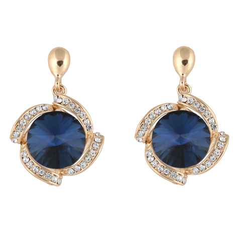 Buy Crunchy Fashion Gold Plated Stylish Blue Crystal Dangle & Drop - Purplle