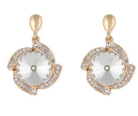 Buy Crunchy Fashion Jewellery Gold Plated Stylish White Crystal Earrings - Purplle