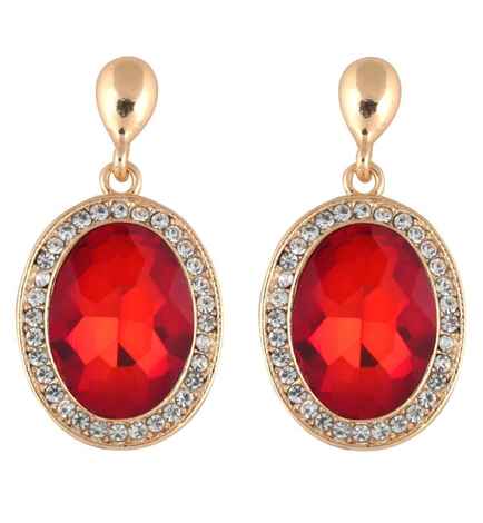 Buy Crunchy Fashion Gold Plated Stylish Red Earrings For Girls Fancy Party Wear Earrings - Purplle