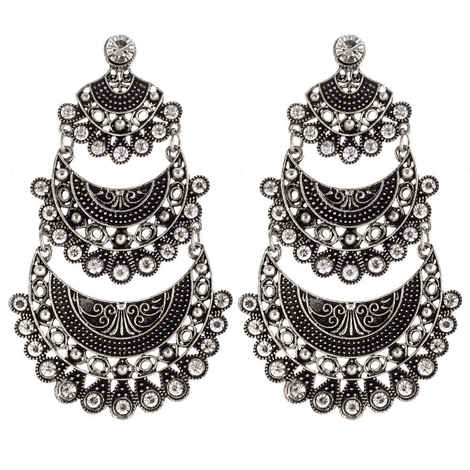 Buy Crunchy Fashion The Tribal Muse Collection Oxidized Silver Dangler Earring - Purplle