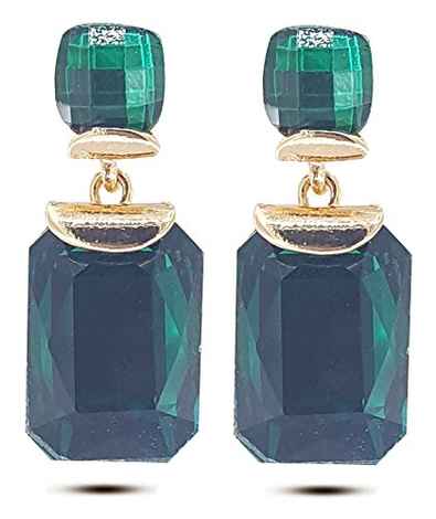 Buy Crunchy Fashion Green Crystal Dangling Earrings - Purplle