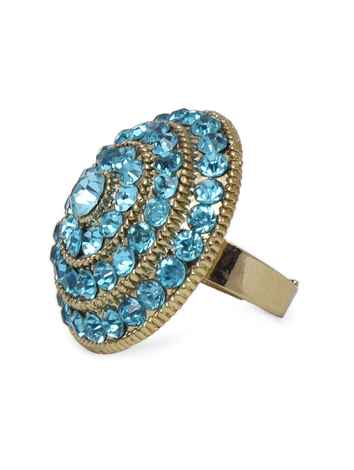 Buy Crunchy Fashion Aqua Blue Crystal Ring - Purplle