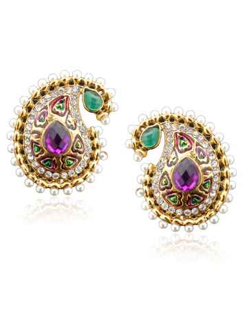 Buy Royal Bling Paisley Lavendar Pearl Delight Earring - Purplle