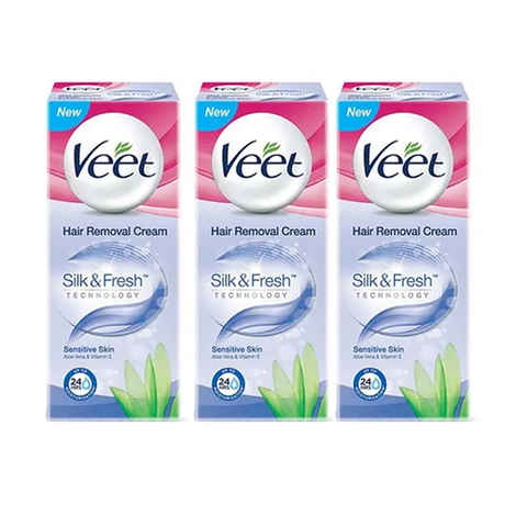 Buy Veet Hair Removal Cream Sensitive Cream (25 g) - Pack of 3 - Purplle