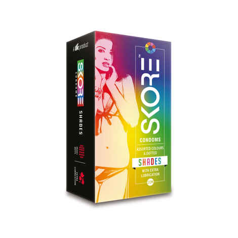 Buy Skore Condoms Shades 20's with 1500+ Raised Dots - Purplle