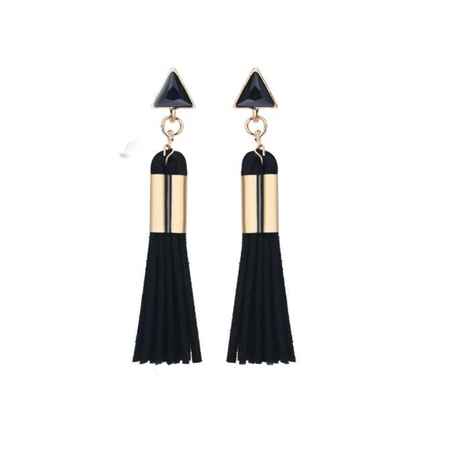 Buy Ferosh Black Leather Tassel Earrings - Purplle