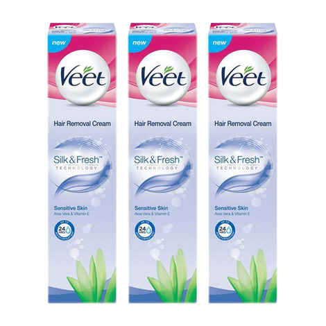Buy Veet Hair Removal Cream Sensitive Skin (100 g) - Pack of 3 - Purplle