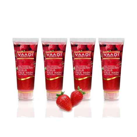 Buy Vaadi Herbals Value Pack Of Strawberry Scrub Face Wash With Mulberry Extract (60 mlx4) - Purplle
