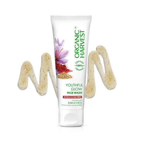 Organic Harvest Youthful Glow Face Wash For Men/Women With Saffron & Oat Milk Extract