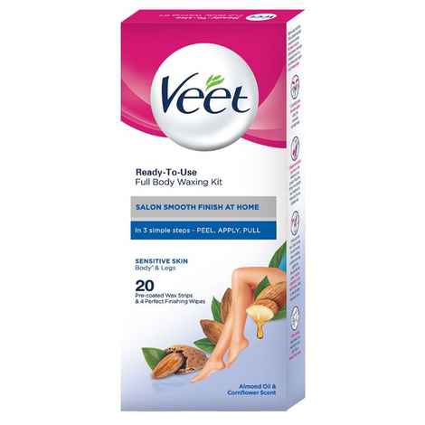 Buy Veet Full Body Waxing Kit, Easy-Gelwax Technology, Sensitive Skin- 20 Strips - Purplle