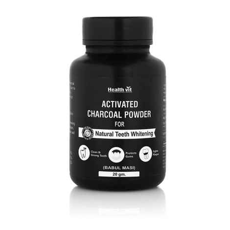 Healthvit Activated Charcoal Powder for Natural Teeth Whitening - 20g