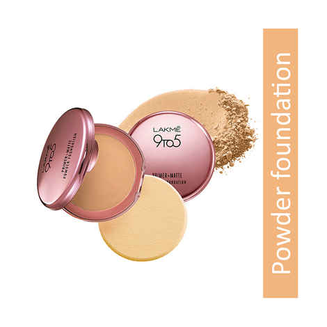 Lakme 9 to 5 Primer + Matte Powder Foundation Compact - Silky Golden (9 gm)