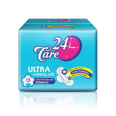 Buy 24 Care Ultra Cottony Soft L 235mm Pack Of 15 Sanitary Napkins Pads - Purplle