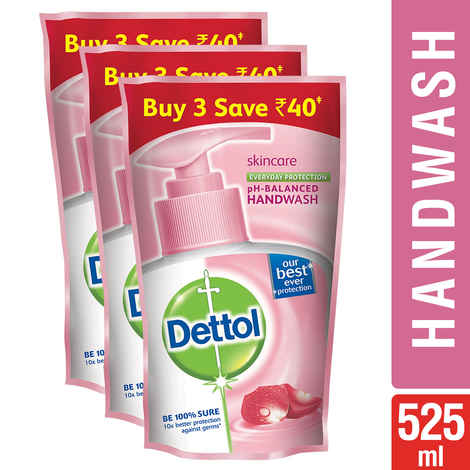 Buy Dettol Germ Protection Handwash Refill, Skincare (175 ml) (Pack of 3) - Purplle