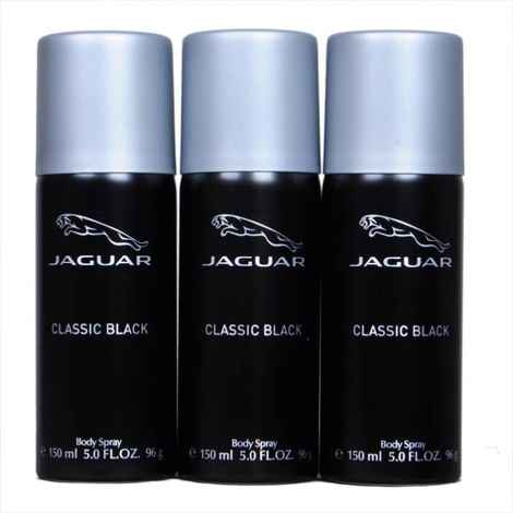 Buy Jaguar Classic Black Deodorant Body Spray 150ml For Men & Women (Pack of 3, 450ml) - Purplle