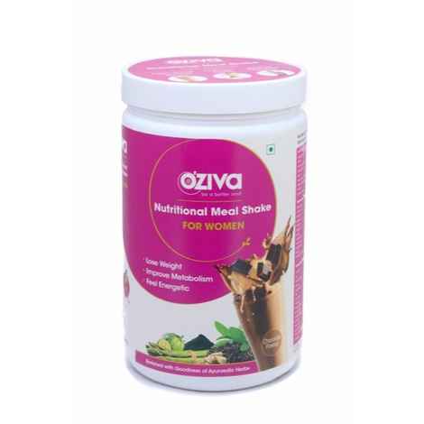 OZiva Nutritional Meal Shake, Women, High Protein Meal Replacement Shake with Ayurvedic Herbs (Chocolate,17 Servings)