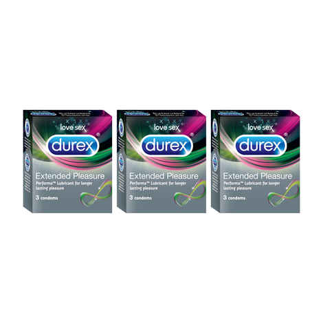 Buy Durex Condoms Extended Pleasure 3's Pack Of 3 - Purplle