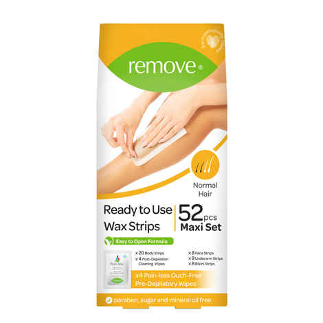 Buy Remove Wax Strips Maxi Set - Normal Hair (52 Pieces) - Purplle