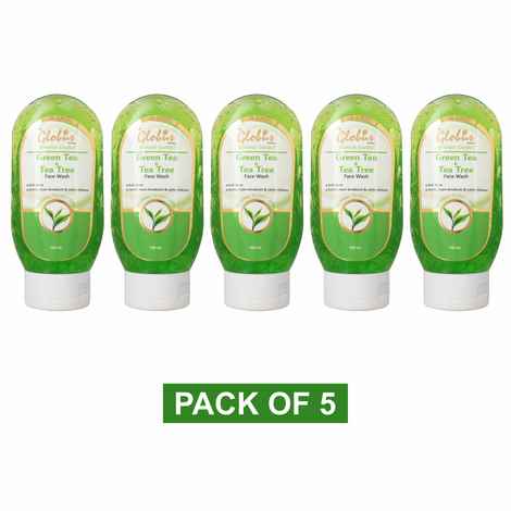 Buy Globus Green Tea & Tea Tree Face Wash 100 ml (Pack Of 5) - Purplle