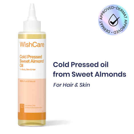 Buy WishCare 100% Pure Cold Pressed Badam Rogan Sweet Almond Oil for Healthy Hair & Skin|Mosturizes & Nourishes Skin|Minimizes Dandruff & Itchy Scalp|For Men & Women|200 ml - Purplle
