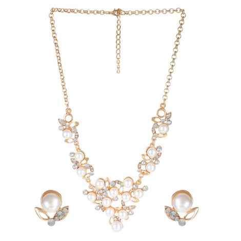 Buy Femnmas Pearl Statement Necklace Set - Purplle