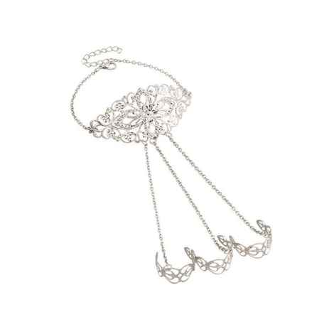 Buy Femnmas Silver Curve Engraved Lace Ring Bracelet - Purplle