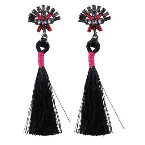 Buy Femnmas Black Boho Soft Thread Long Tassel Earrings - Purplle