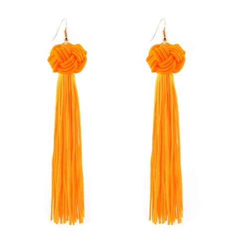 Buy Femnmas Orange Knot Silk Thread Tassel Earrings - Purplle