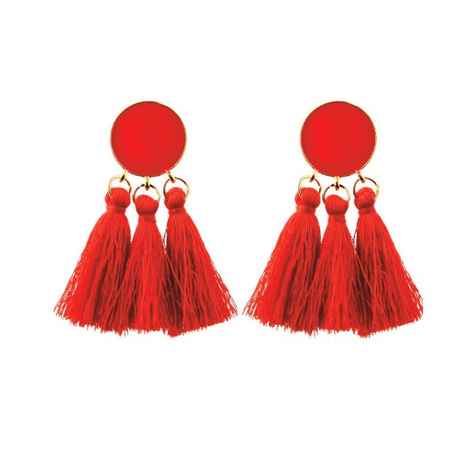 Buy Femnmas Red Dress Thread Fancy Earring - Purplle