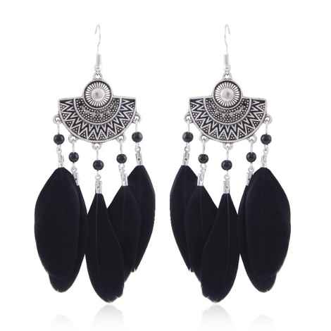 Buy Crunchy Fashion Silver Plated Black Feather Earring For Women & Girls - Purplle