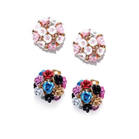 Buy Crunchy Fashion Multi Colored Florette Stud Earrings Combo - Purplle