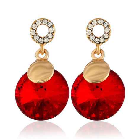 Buy Crunchy Fashion Golden Plated Pink Crystal Stone Drop Earring - Purplle