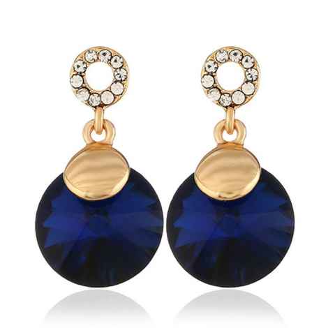Buy Crunchy Fashion Golden Plated Blue Crystal Stone Drop Earring - Purplle