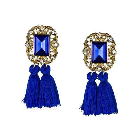 Buy Crunchy Fashion Bohemian Tassel Blue Earrings - Purplle