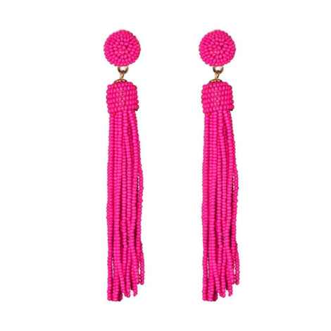 Buy Crunchy Fashion Bohemian Pink Beaded Tassel Earrings - Purplle