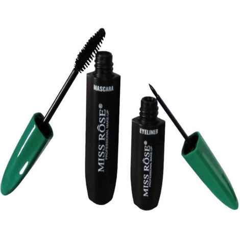 Miss Rose Professional Eye Makeup Set Waterproof Mascara And Eyeliner Black (Assorted)