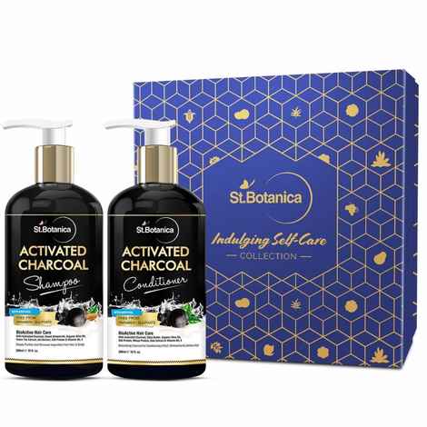 St.Botanica Reviving Haircare Combo | StBotanica Activated Charcoal Hair Shampoo + Activated Charcoal Hair Conditioner, 300ml