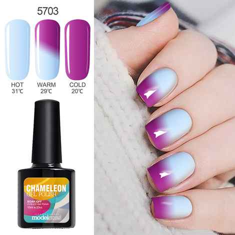Modelones Temperature Change Color Thermal Gel Polish UV Led Nail Gel Polish Soak off UV Gel Nail Polish Chameleon Varnish (#5703) (10 ml)